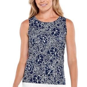 Coolibar Morada Everyday Basic Tank Top UPF 50PLUS Women’s Size Large Blue White